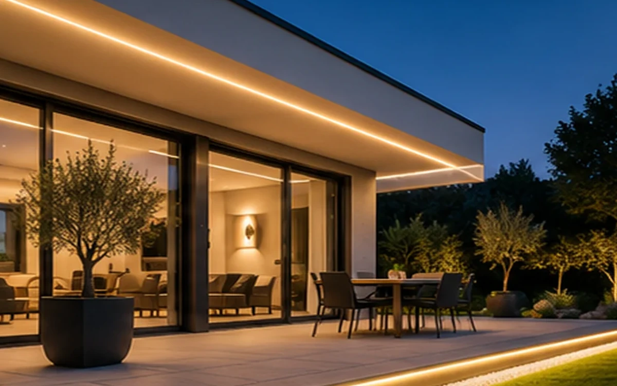 Éclairage LED intégré à une terrasse